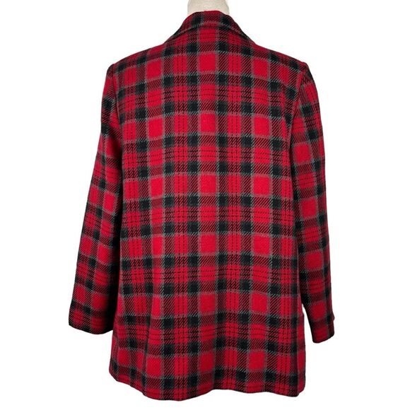 Vintage Requirements Red Plaid Blazer Size 12 Wool Blend Lined - Picture 2 of 11